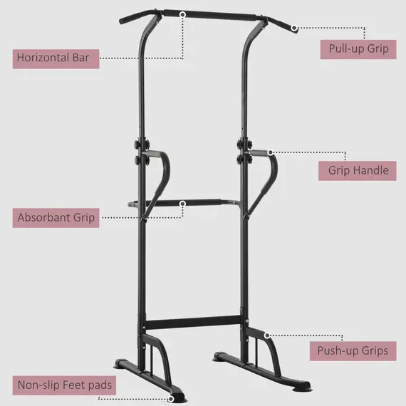 Buy Power Tower Dip Station Pull Up Bar Multi-Function Push Up Equipment with Adjustable Height for Home Gym Strength Training Workout Fitness, 6 image