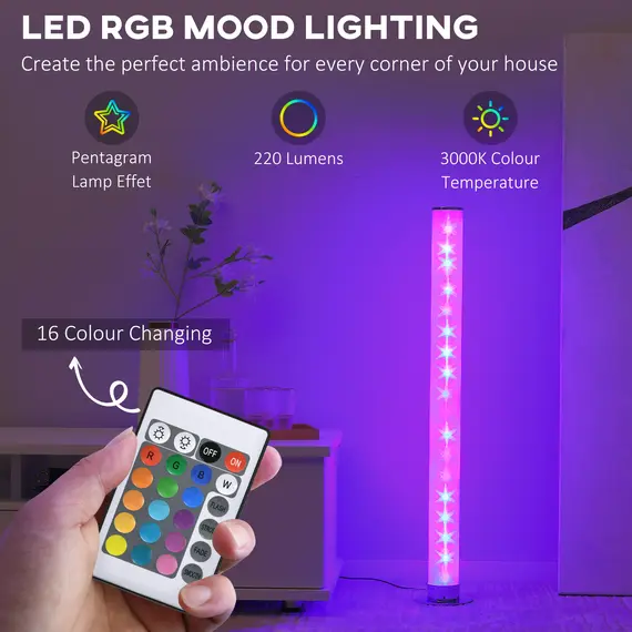 Buy RGB Floor Lamp, Dimmable Corner Lamp with Remote Control & 16 Colours Effects, LED Modern Mood Lighting for Living Room Bedroom Gaming Room, Max Power 5W, 4 image