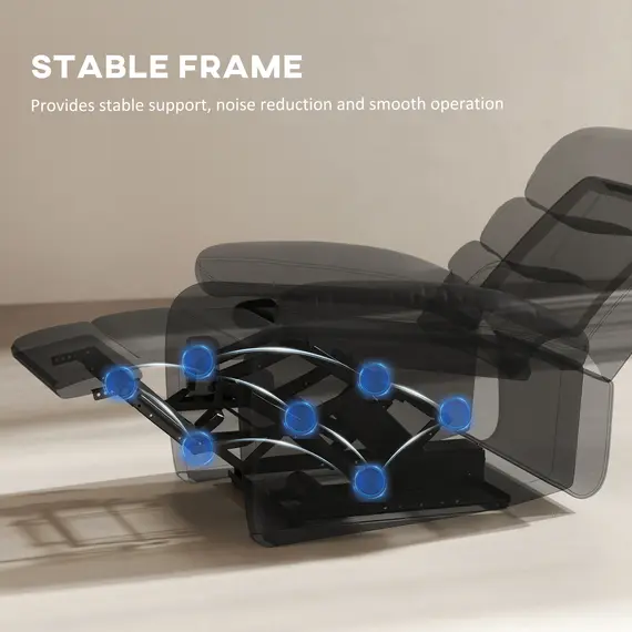 Buy PU Leather Reclining Chair, Manual Recliner Chair with Padded Armrests, Retractable Footrest and Wood Frame, Black, 6 image
