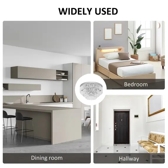 Buy Round Crystal Ceiling Lamp 7 Lights Chandelier Mounted Fixture For Living Room Dining Room Hallway Modern, 6 image