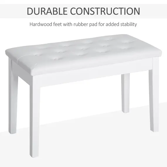 Buy PU Leather Upholstered Piano Stool Makeup Stool Bench Dressing Table Seat with Storage 76x36x50cm, White, 6 image