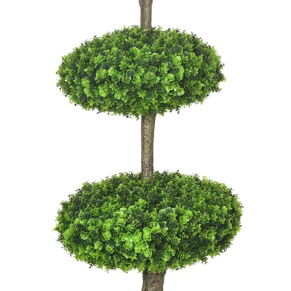 Buy Set of 2 Artificial Plants Boxwood Ball Topiary Trees 110cm Decorative Faux Plants in Pot for Home Indoor Outdoor Green, 8 image