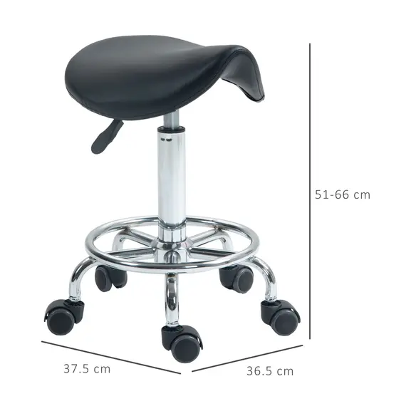Buy Salon Saddle Stool, Rolling Saddle Chair for Massage, Spa, Clinic, Beauty, Hairdressing and Tattoo, Black, 3 image