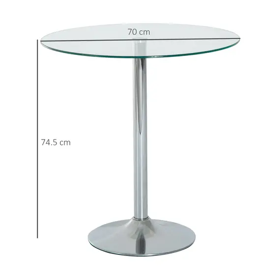 Buy Round Dining Table, Modern Dining Room Table with Tempered Glass Top, Steel Base, Space Saving Small Bar Table, 3 image