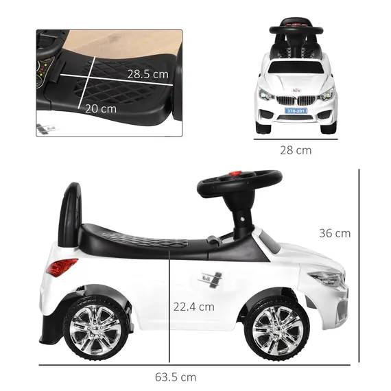 Buy Ride on Car Baby Toddler Walker Foot to Floor Sliding Car Slider White, Colour: White, 3 image