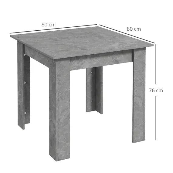 Buy Square Dining Table, Modern Dining Room Table with Faux Cement Effect, Space Saving Small Dining Table, 3 image