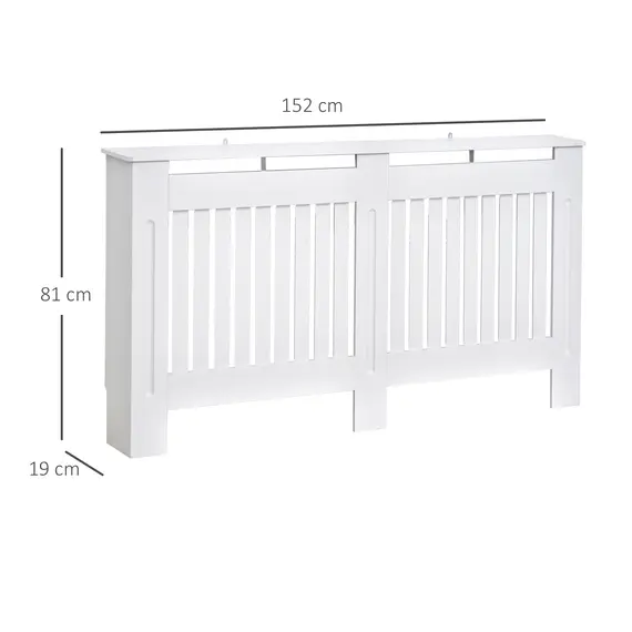 Buy Slatted Radiator Cover Painted Cabinet MDF Lined Grill in White (152L x 19W x 81H cm), 3 image