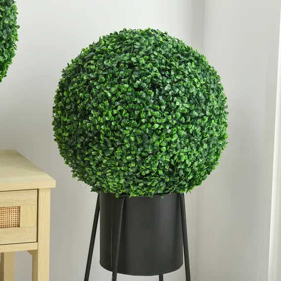 Buy Set of Two Artificial Boxwood Balls Plants - Green, 7 image