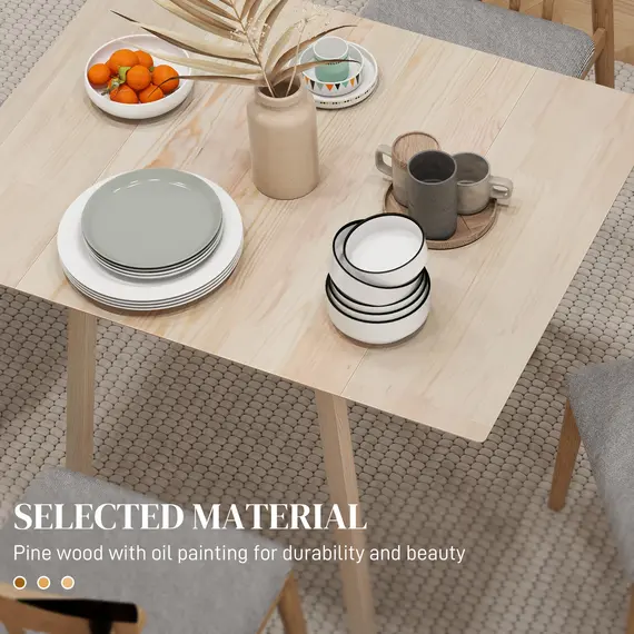 Buy Solid Wood Folding Dining Table, Drop Leaf Table for 2-4 People,  Rectangle Kitchen Table for Small Space, Natural Wood Finish, 5 image