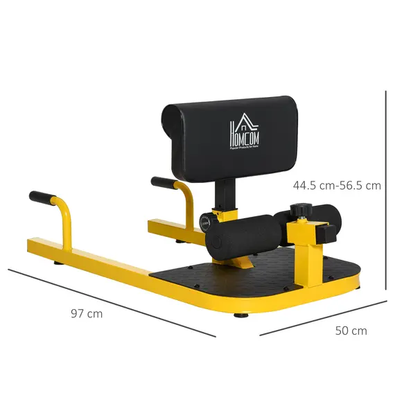 Buy Squat Machine with Push Up Stand, Padded Hip Thrust Bench with Adjustable Cushion for Home Gym Work Out, Yellow, 3 image