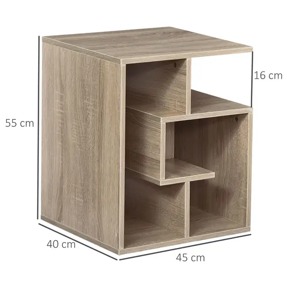 Buy Side Table, 3 Tier End Table with Open Storage Shelves for Living Room, Bedroom, Oak, 3 image