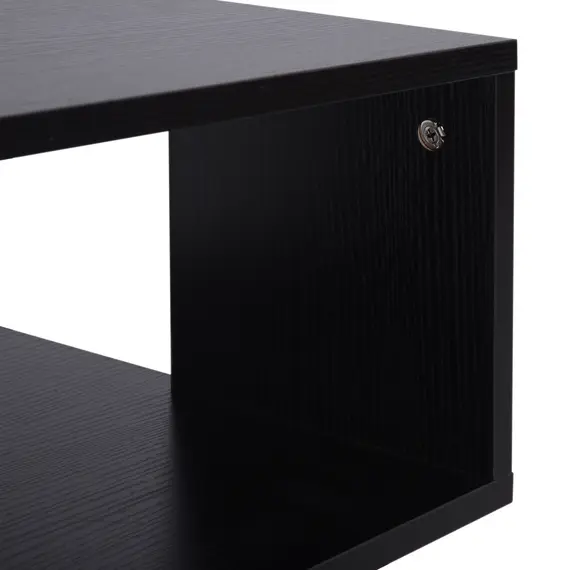 Buy Side Table Square Coffee Table Modern End Table with 2 Tier Storage Shelves for Living Room, Bedroom, Black, 9 image