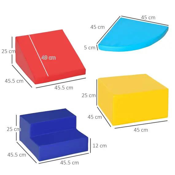 Buy Soft Play 4-piece Climb and Crawl Foam Toddler Stairs and Ramp Colorful Children's Educational Software Activity Toys for Baby Preschooler, 3 image