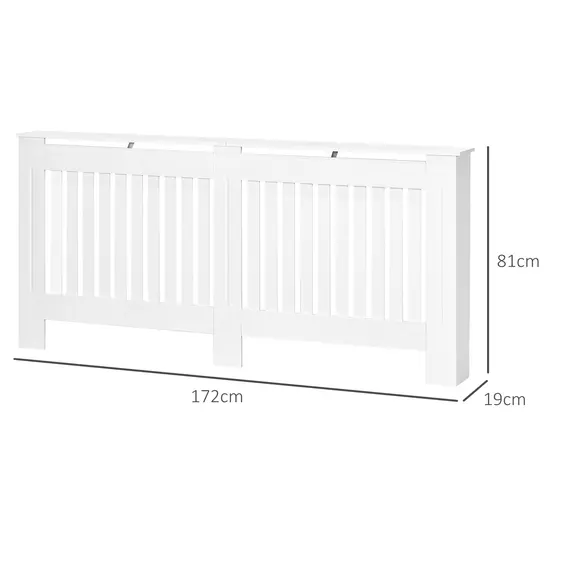Buy Slatted Radiator Cover Painted Cabinet MDF Lined Grill in White (172L x 19W x 81H cm), 3 image