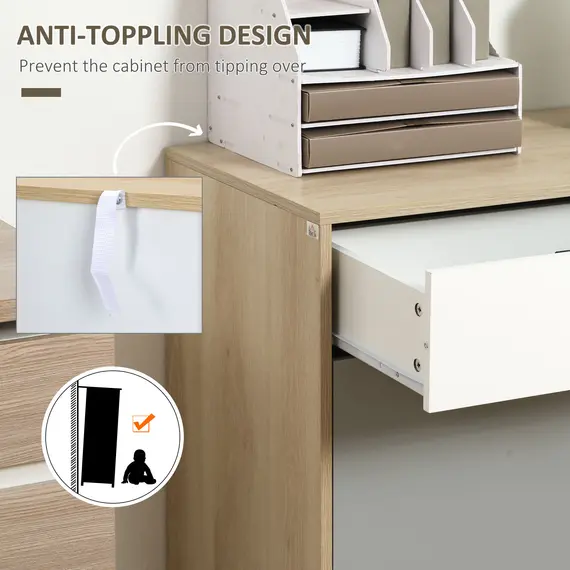 Buy Sideboard, Kitchen Storage Cabinet with Drawers and Door Cupboards for Dining Room, Living Room, Entryway,100W x 40D x 79.5Hcm, Multicoloured, 5 image