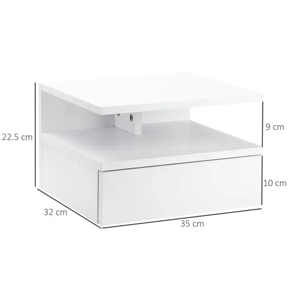 Buy Set of Two Floating Bedside Tables - White, 3 image