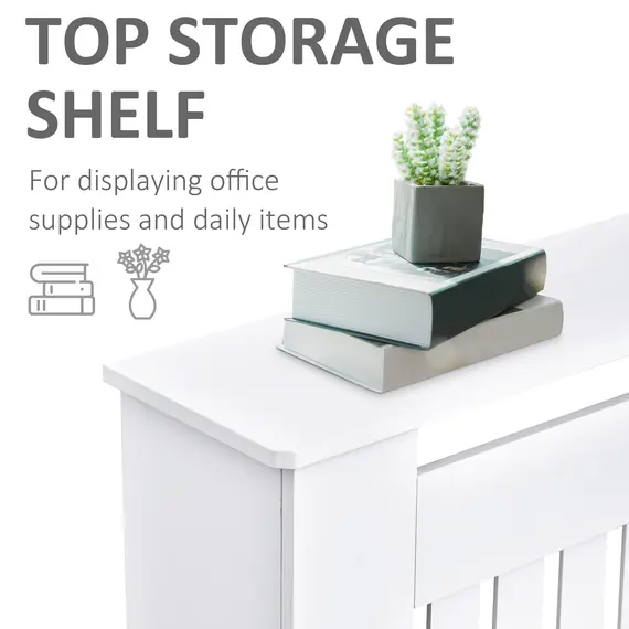 Buy Slatted Radiator Cover Painted Cabinet MDF Lined Grill in White (152L x 19W x 81H cm), 5 image