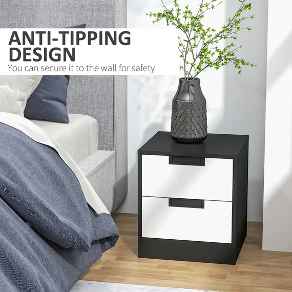 Buy Set of Two Monochrome Two-Drawer Bedside Tables, 6 image