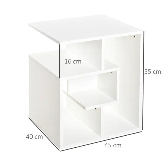 Buy Side Table, 3 Tier End Table with Open Storage Shelves for Living Room, Bedroom, White, 3 image