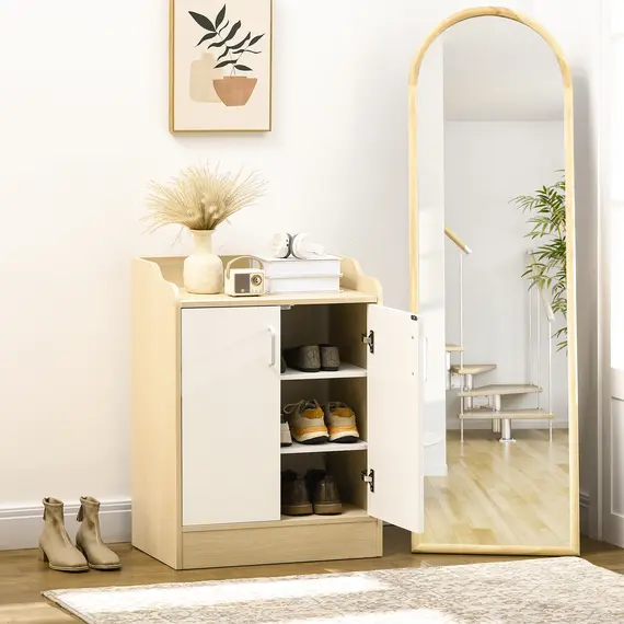 Buy Shoe Storage Cabinet, 2 Door Shoe Cupboard with Adjustable 3 Shelves for 9 Pairs of Shoes for Hallways, Living Room, 7 image