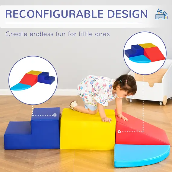 Buy Soft Play 4-piece Climb and Crawl Foam Toddler Stairs and Ramp Colorful Children's Educational Software Activity Toys for Baby Preschooler, 6 image