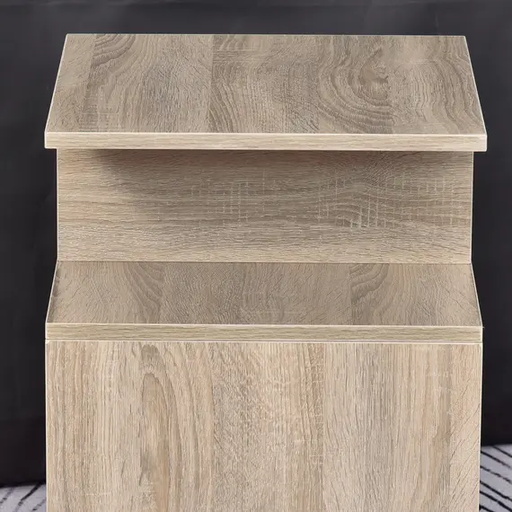 Buy Side Table, 3 Tier End Table with Open Storage Shelves for Living Room, Bedroom, Set of 2, Oak, 9 image