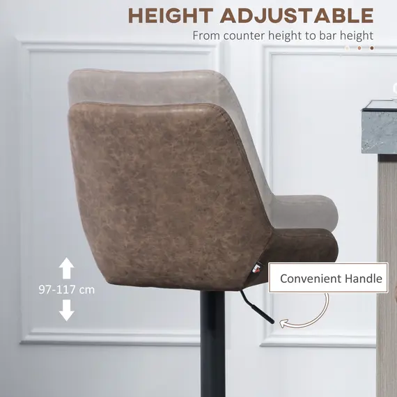 Buy Set of Two Faux Leather Retro Bar Stools - Brown, 5 image