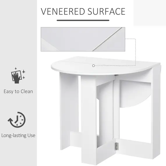 Buy Space-saving Drop Leaf Table, Folding Dining Table for Small Space, Kitchen, Dining Room, White, 5 image