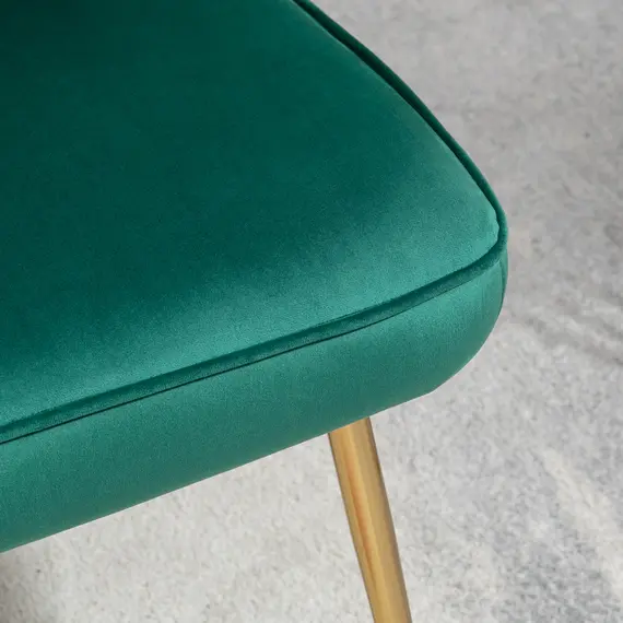 Buy Shell Dining Chairs Set of 2, Upholstered Kitchen Chairs with Gold Metal Legs and Backrest, Velvet Fabric Lounge Leisure Chairs for Living Room, Reception Room, Green, 9 image