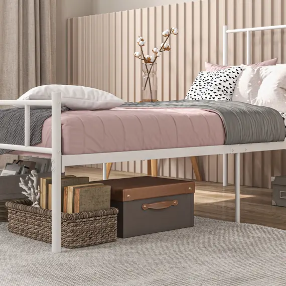 Buy Single Bed Frame, Metal Bed Base with Headboard and Footboard, Metal Slat Support and 31cm Underbed Storage Space, 9 image