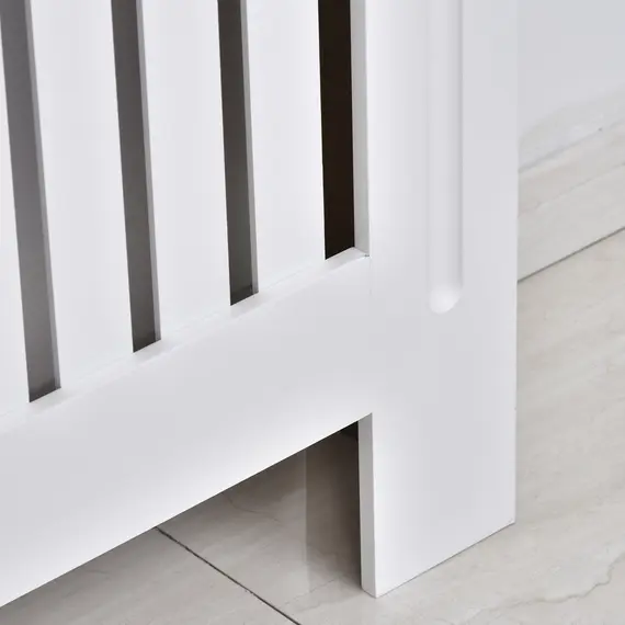Buy Slatted Radiator Cover Painted Cabinet MDF Lined Grill in White (152L x 19W x 81H cm), 8 image