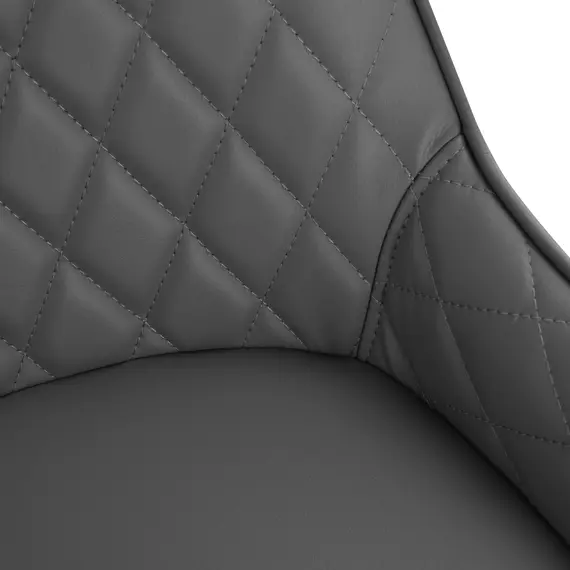 Buy Set Of 2 Quilted PU Leather Dining Chairs with Metal Frame 4 Legs Foot Caps Home Seating Modern Stylish Executive Grey, 8 image