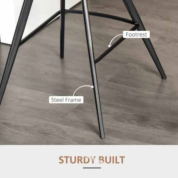 Buy Set Of 2 Bar Stools Vintage Microfiber Cloth Tub Seats Padded Comfortable Steel Frame Footrest Quilted Home Bar Cafe Kitchen Chair Stylish Brown, 6 image