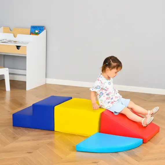 Buy Soft Play 4-piece Climb and Crawl Foam Toddler Stairs and Ramp Colorful Children's Educational Software Activity Toys for Baby Preschooler, 2 image