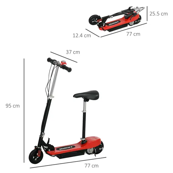Buy Steel Ride on Powered Scooter, Folding E-Scooter with Warning Bell, 15km/h Maximum Speed, for 4-14 Years Old, Red, 3 image