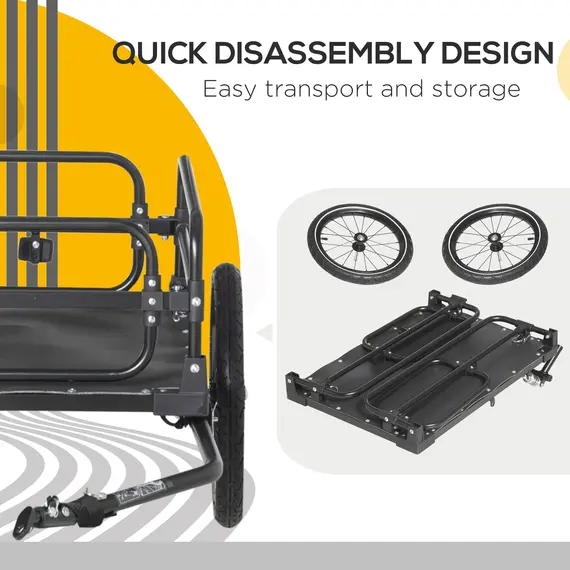 Buy Steel Bike Trailer with Triple Safety, Wagon Bicycle Trailer with Suspension, 2 Wheels Outdoor Storage Carrier, Black, 6 image