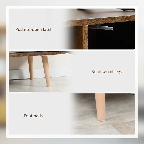 Buy TV Stand Cabinet up to 55 Inches, TV Unit with Single Door and Open Shelves, Cable Holes for Living Room, Bedroom, Brown, 6 image