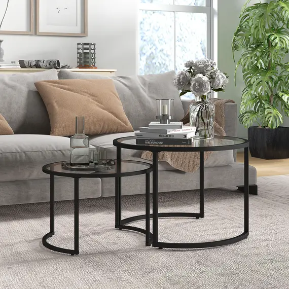 Buy Two-Piece Nest of Glass-Top Coffee Tables, 2 image