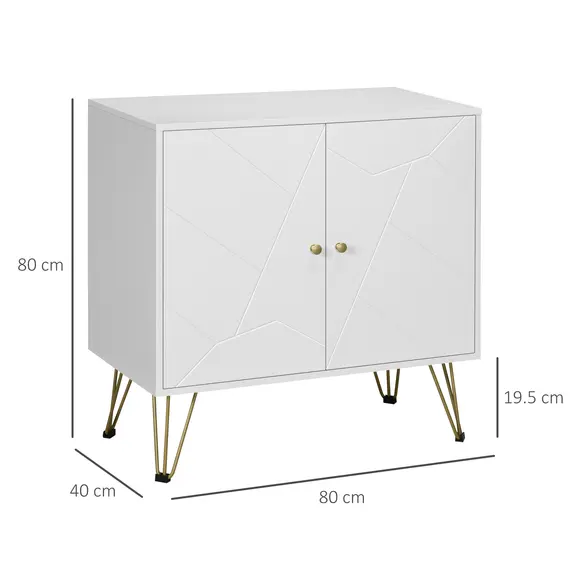 Buy Storage Cabinet Slim Sideboard with Golden Hairpin Legs Adjustable Shelves for Living Room Dining Room Hallway White, 3 image