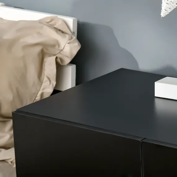 Buy Storage Cabinet w/ Two Shelves Wooden Sideboard Freestanding Kitchen Cupboard Bookcase - Black, 8 image