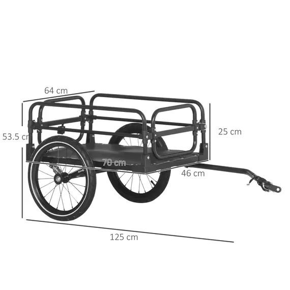Buy Steel Bike Trailer with Triple Safety, Wagon Bicycle Trailer with Suspension, 2 Wheels Outdoor Storage Carrier, Black, 3 image