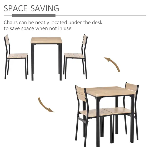 Buy Three-Piece Minimal and Compact Dining Set, Light Wood Grain, 5 image