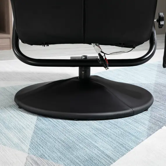Buy Swivel Recliner Chair and Footstool, Faux Leather Massage Recliner Armchair with Remote Control and Round Wrapped Base, Black, 7 image