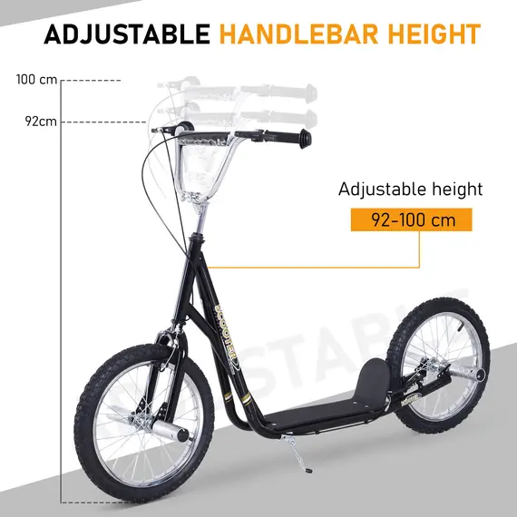 Buy Stunt Scooter, Kids Scooter with 16" Big Wheels, Adjustable Height, Dual Brakes, for Ages 5+ Years, Black, 4 image