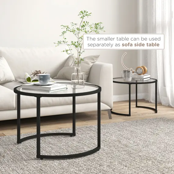 Buy Two-Piece Nest of Glass-Top Coffee Tables, 5 image