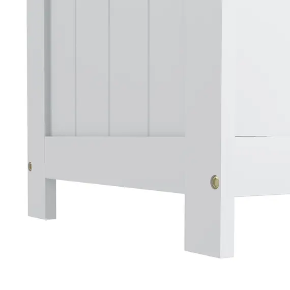 Buy Storage Chest, Modern Storage Trunk with 2 Safety Hinges and Cut-out Handles, Wooden Toy Box for Living Room, Entryway, 76 x 40 x 48 cm, White, 9 image