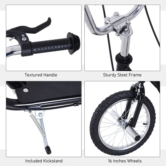 Buy Stunt Scooter, Kids Scooter with 16" Big Wheels, Adjustable Height, Dual Brakes, for Ages 5+ Years, Black, 7 image