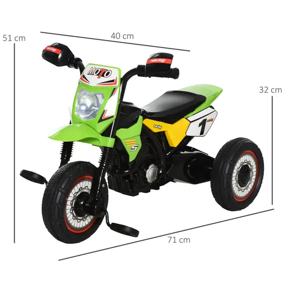 Buy Toddler Pedal Motorcycle Kids Ride On Tricycle Early Learning w/ Music Lights Handlebar Stickers Exercise Boys Girls Gift for Kids 18 - 36 Months Green, 3 image