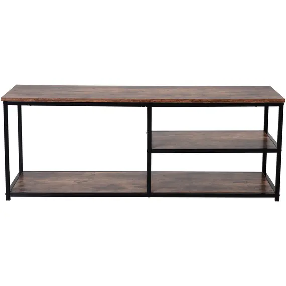 Buy TV Unit for 55 inch TVs, Industrial TV Table with 2 Storage Shelves and Metal Frame, Entertainment Unit For living Room, Rustic Brown, 8 image
