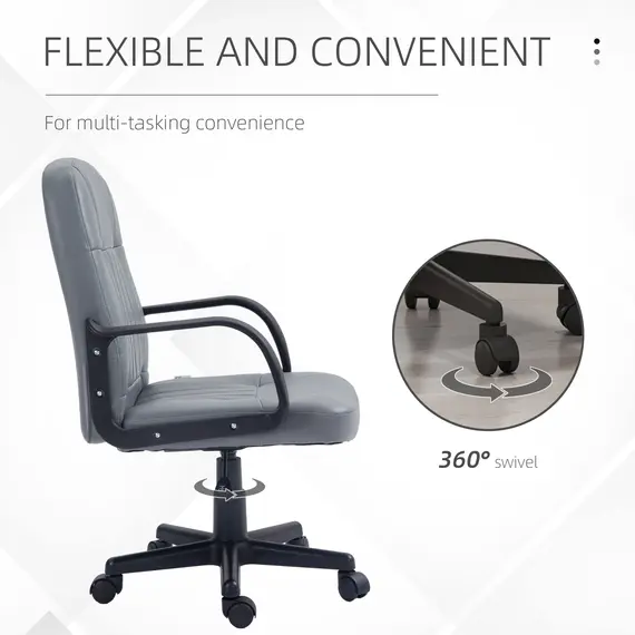 Buy Swivel Executive Office Chair PU Leather Computer Desk Chair Office Furniture Gaming Seater - Grey, 5 image
